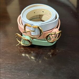 Set of Three Satin Belts in Pastel Colors